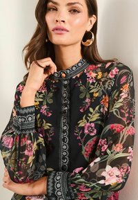 Lipsy LONG SLEEVE GRANDAD COLLAR - Pusero - black