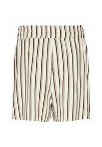 Stribede shorts i et blødt, letvægtsstof. Har en bred, elastisk talje og skiftevis brune og cremefarvede lodrette striber.