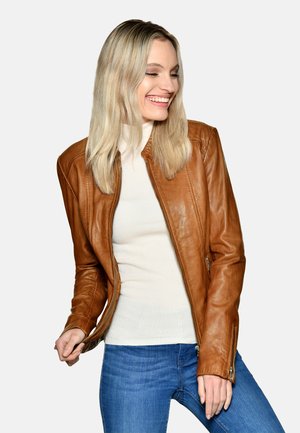 Leather jacket - cognac