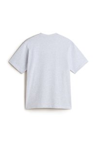 Gray cotton t-shirt with a relaxed fit, short sleeves, and a round neckline. Fabric has a subtle texture and no visible patterns or accents.