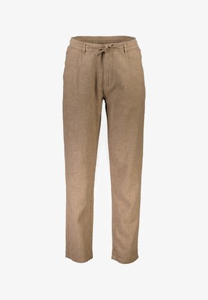 Linnen broek in een lichtbruine kleur met een trekkoord in de taille, met een relaxte pasvorm en subtiele textuur, ideaal voor casual wear.