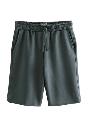 Dark gray athletic shorts with an elastic waistband, adjustable drawstring, and two side pockets. Made from a smooth, soft fabric.