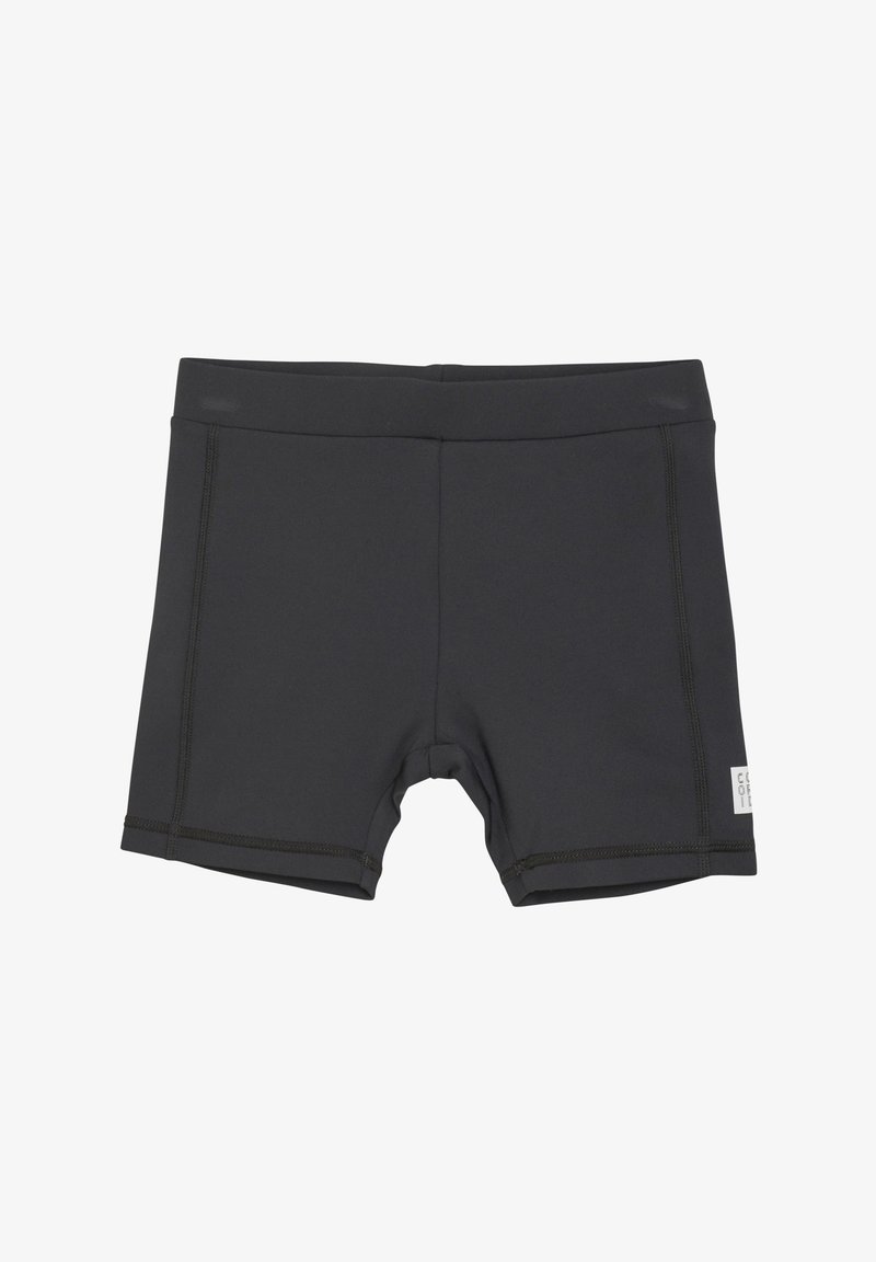 Melnas peldbikses, kas izgatavotas no elastīga auduma. Piedāvā plakanās šuves un uzšuvumu sānos. Īsa garuma ar elastīgu jostu.