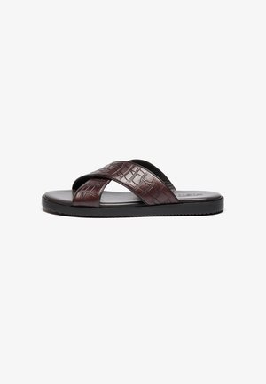 LEATHER - Pantolette flach - dark brown