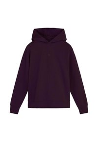 Sudadera con capucha en color púrpura, de mangas largas, con un corte holgado y un pequeño logo en el pecho. Fabricada en un tejido suave y texturizado.