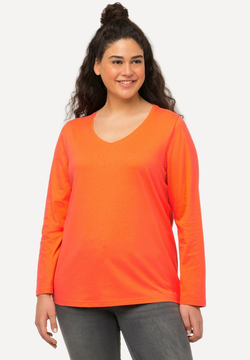 Ulla Popken LANGARM BASIC & V-AUSSCHNITT - Svetr - orange