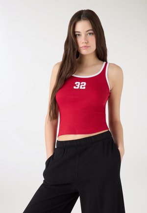 CON BORDI A CONTRASTO E NUMERO - Top - rosso scuro