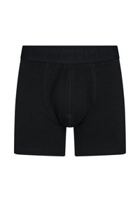 Sorte bomuldsboxershorts med tætsiddende design, der har en tekstureret talje med branding og en kontureret frontlomme.
