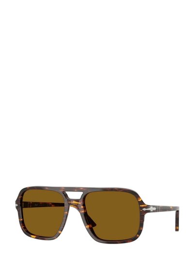 Sunglasses de carey con lentes marrones. Las monturas cuadradas presentan un diseño elegante y acentos bicolor en las patillas. Material ligero.