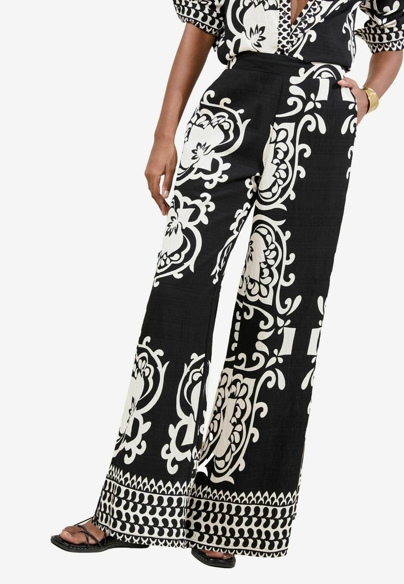 Lipsy PRINTED WIDE  - Nadrágok - black