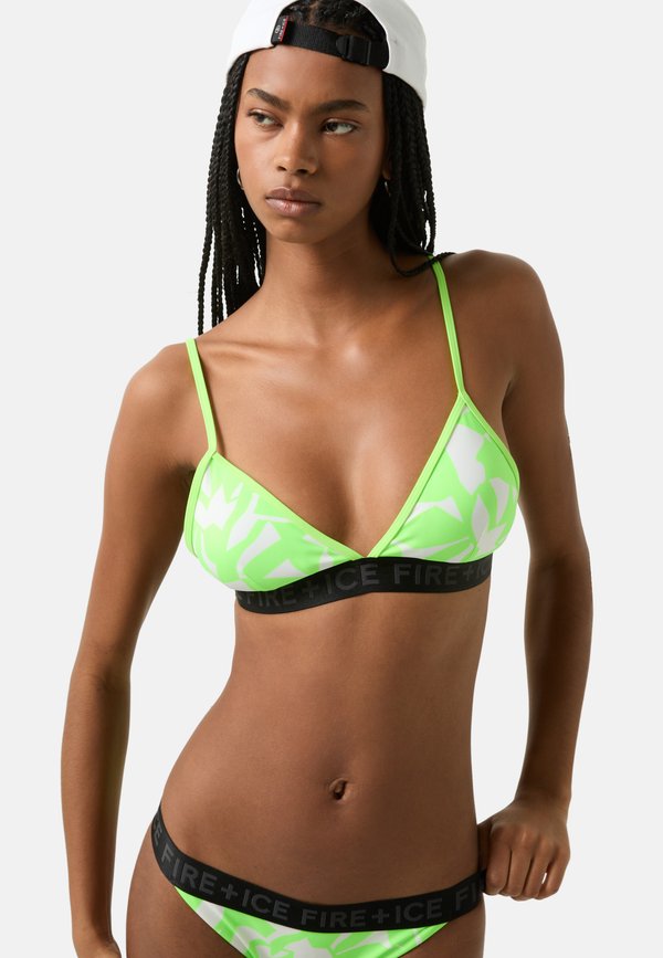 Bikini-Top - neongrün weiß