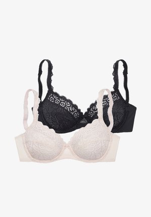 LASCANA, 2ER-PACK - Underwired bra - puder schwarz