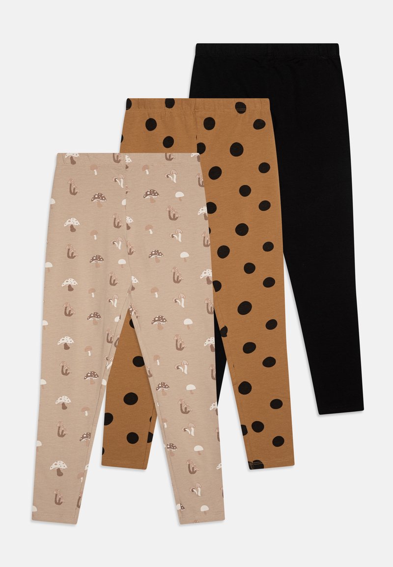 Friboo 3 PACK - Leggings - Byxor - light brown/black/off-white