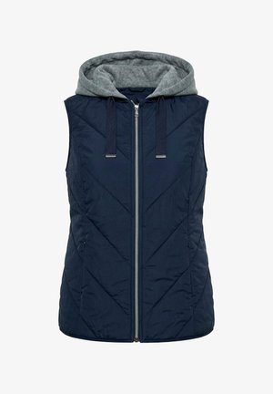 Ulla Popken, HYPRAR STEPPWESTE, CRINKLE, KAPUZE, NAHTTASCHEN - Vest - marine