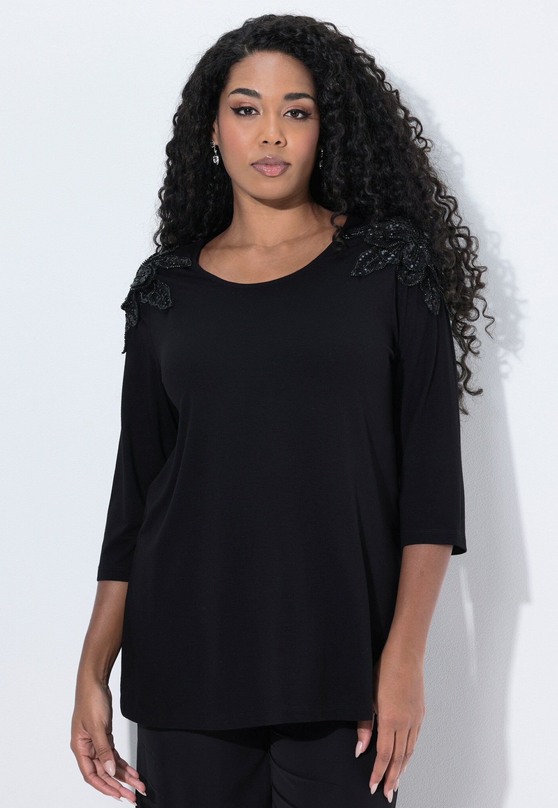 Ulla Popken T-Shirt Donna Classica 'New York' – Scollo A V, Mezza Manica, Puro Cotone – Scritta I Love NY - 3