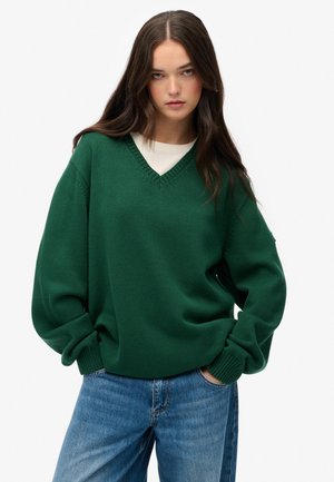 Superdry OVERSIZED V NECK - Jumper - dark green