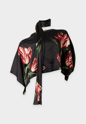 Alice + Olivia, RITA DRAPED CROPPED W SCARF - Blouse - black