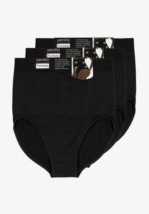Ensemble de culotte taille haute sculptante noire. Fabriqué à partir d'un tissu doux avec un design sans couture. Caractéristiques d'une bande large pour le soutien et le confort.