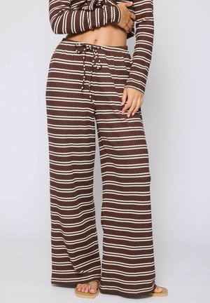 STRIPE WIDE LEG - Bukser - brown