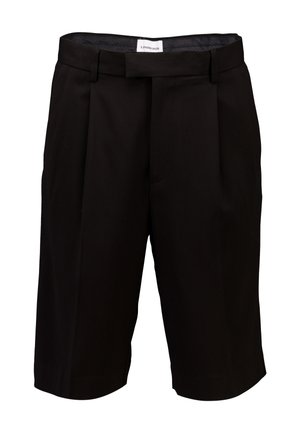 Sorte skræddersyede shorts med flad front, plisseret design og en jævn finish. Har en linning med et diskret logomærke og sidelommer.