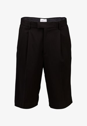 Sorte skræddersyede shorts med flad front, plisseret design og en jævn finish. Har en linning med et diskret logomærke og sidelommer.