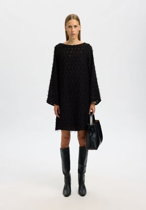 Selected Femme SLFMARION RELAXED BOAT NECK DRESS  - Cocktailkleid/festliches Kleid - black
