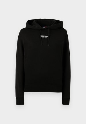 Must värviline puuvilla ja sünteetika segust valmistatud kapuutsiga dressipluus, millel on nööriga kapuuts ja väike valge "Tommy Jeans" logo rinnal. Ribikätised ja äär.