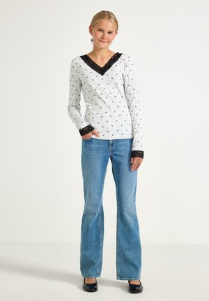Lindex, LINDEX RIBBED TOP WITH LACE LINDEX - Langærmet T-shirt - light grey melange