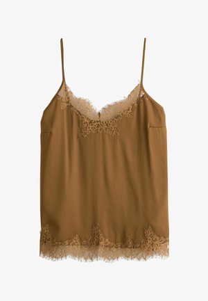 Next, REGULAR FIT - LACE TRIM SATIN CAMI TOP . - Top - gold