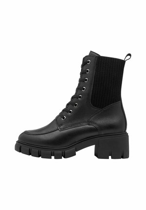 Kotníkové boty na platformě - black leather