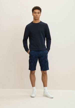 GEMUSTERTE CARGO - Shorts - navy tonal big leaf design