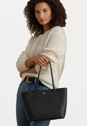 Lauren Ralph Lauren CROSSHATCH LEATHER MEDIUM KARLY TOTE - Handväska - black