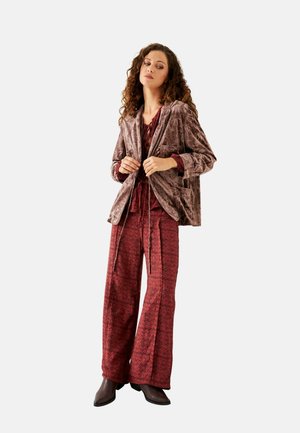 PLIEGUES FLORAL - Pantalones - burdeos