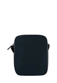 Borsa a tracolla nera realizzata in pelle liscia, con chiusura a zip e una singola tracolla regolabile. Design semplice senza hardware visibile.