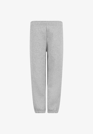 Pantalon de survêtement gris clair avec taille et poignets élastiqués, coupe droite, présenté sur fond blanc.