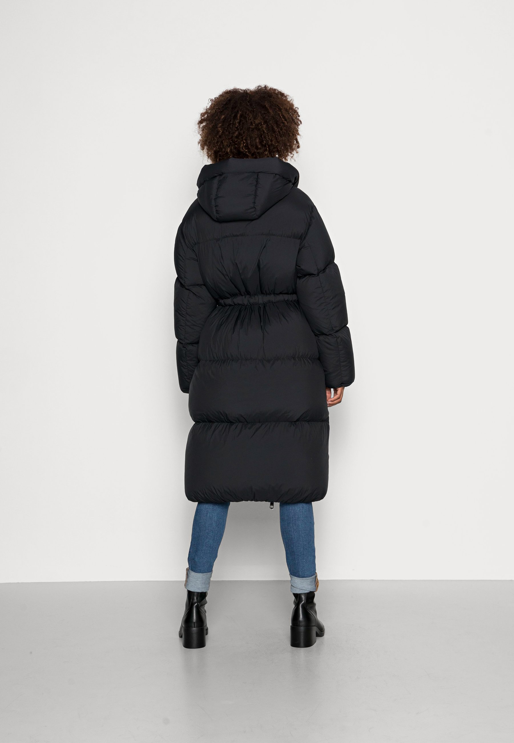 tommy hilfiger blue global stripe maxi down coat