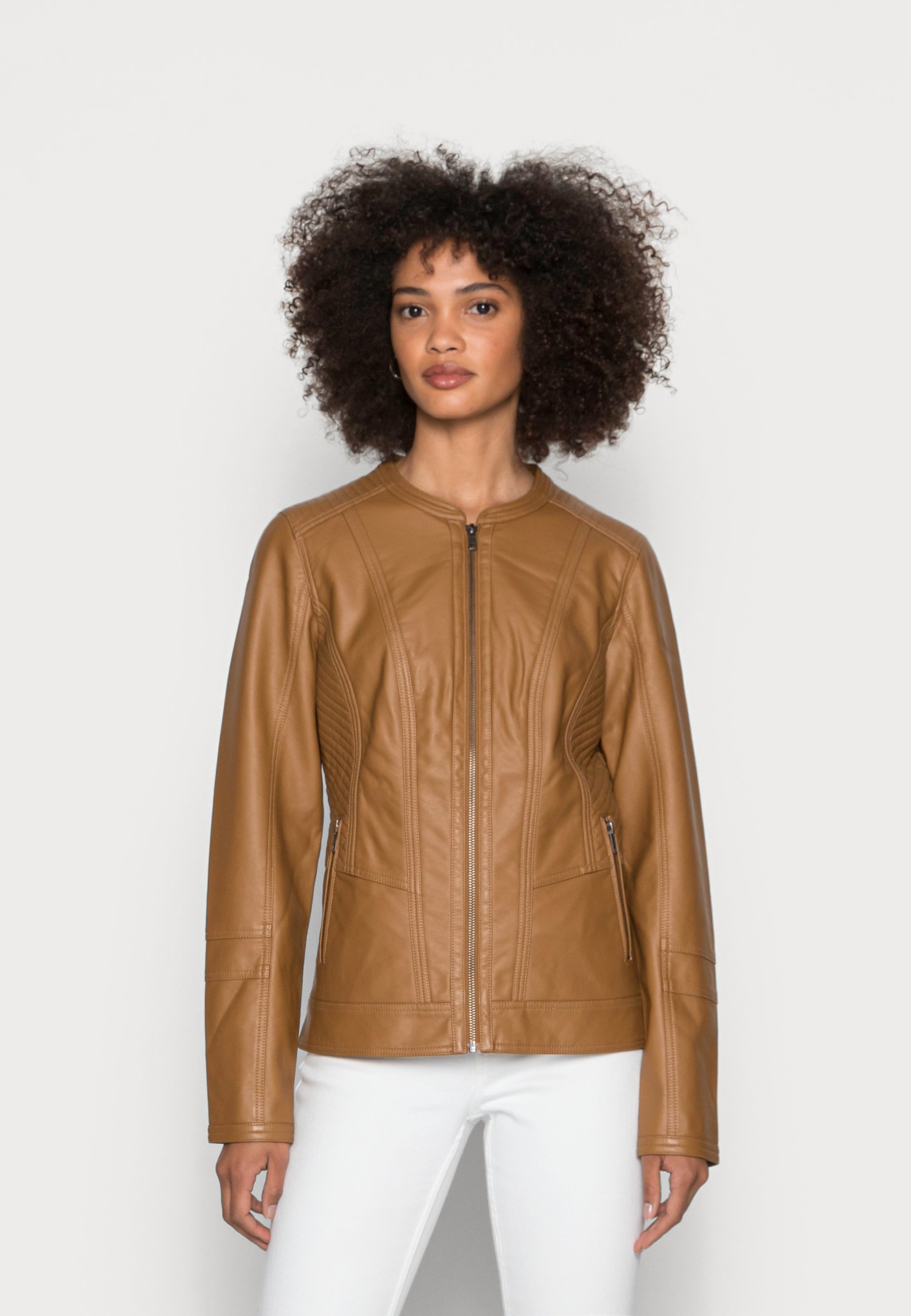 caramel faux leather jacket