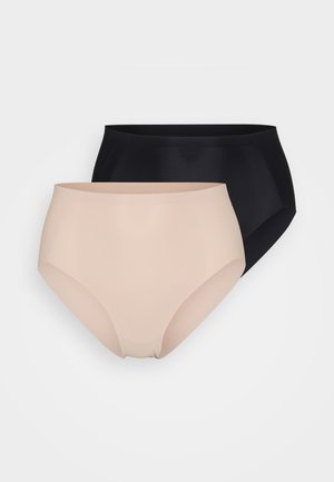 To par med høyt liv: en i glatt lys rosa og en i glatt svart, begge med sømløst design og mykt stoff.