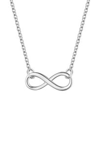 Sidabrinė begalybės pakabuko grandinėlė, su sklandžiu, blizgiu dizainu ir nenutrūkstamu kilpos formatu.