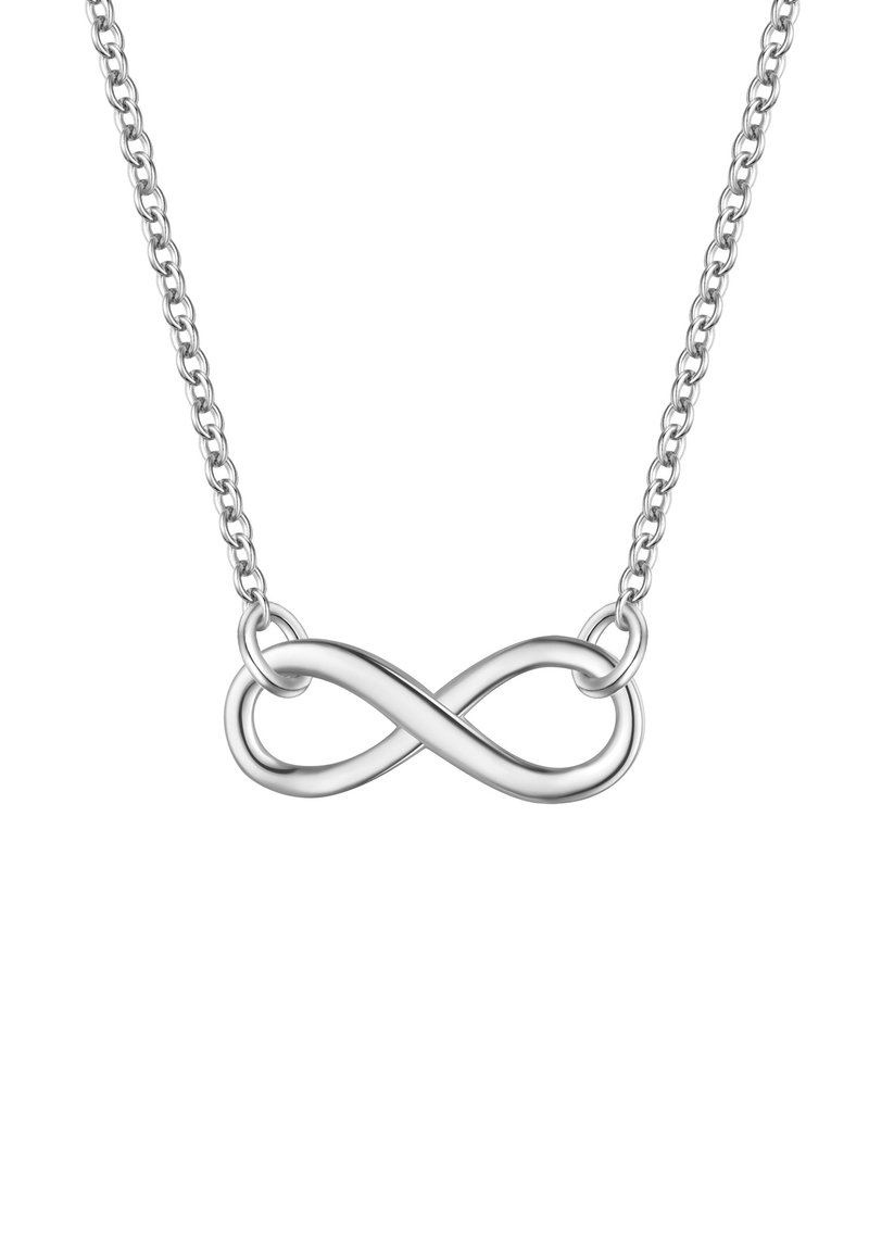 Sidabrinė begalybės pakabuko grandinėlė, su sklandžiu, blizgiu dizainu ir nenutrūkstamu kilpos formatu.