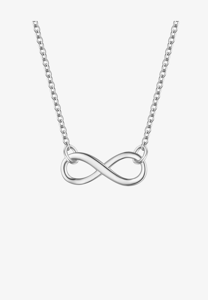 Sidabrinė begalybės pakabuko grandinėlė, su sklandžiu, blizgiu dizainu ir nenutrūkstamu kilpos formatu.