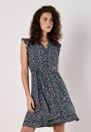 RUFFLE FLORAL - Robe en jersey - navy