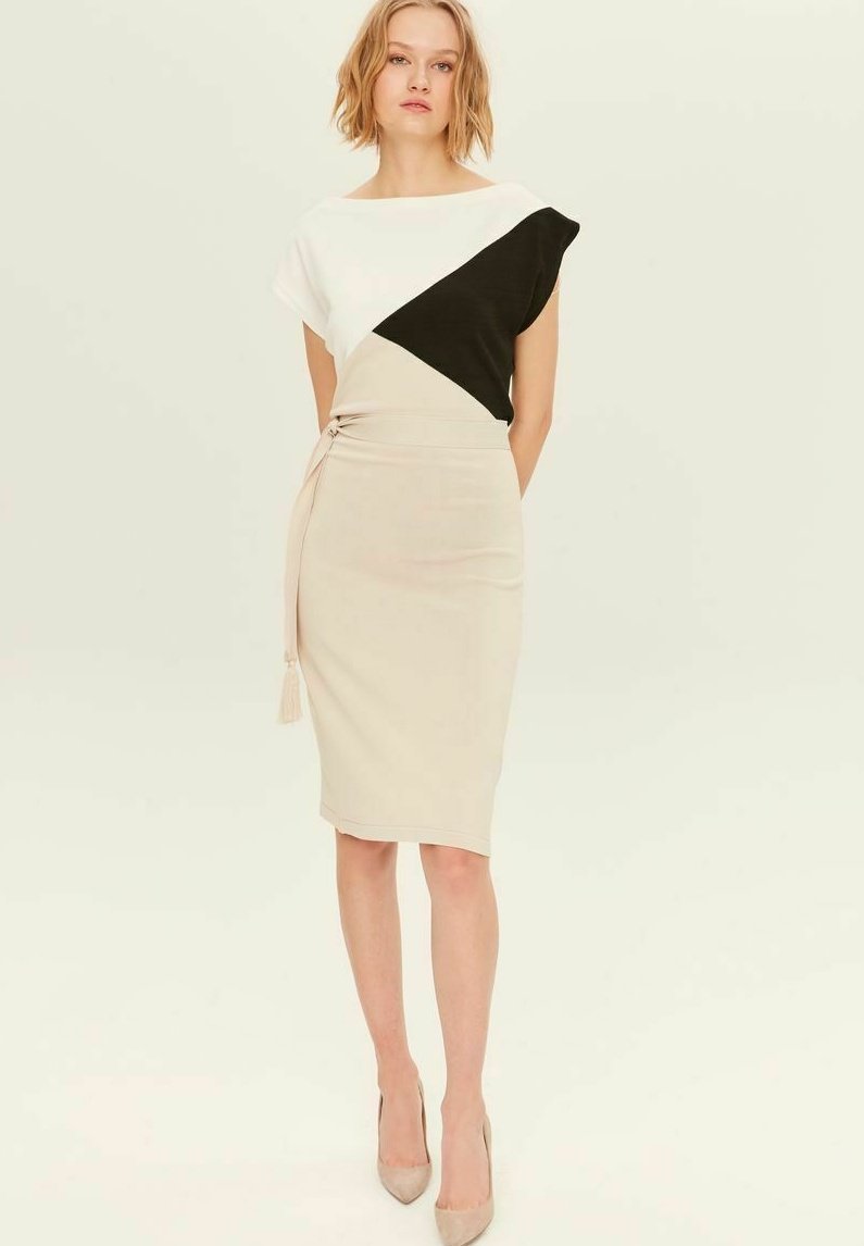 Damen Freizeitkleider | Join us Etuikleid beige/black/beige - FO13694 Damen Freizeitkleider | Join us Etuikleid beige/black/beige - FO13694