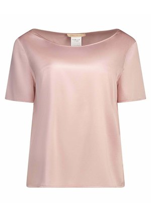 Blouse courte en satin rose clair avec un large col bateau et une coupe décontractée, marque Pennyblack.