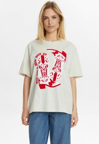 NUWESTERN  - T-shirt con stampa - creme melange