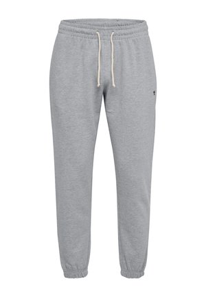 Grijze sweatpants van een zachte katoenmix, met een trekkoord in de tailleband, elastische boorden en een klein logo op de dij.