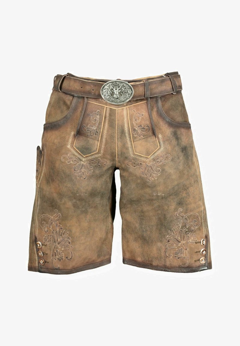 Krüger Dirndl TRACHTEN MIT GÜRTEL - Leather trousers - korn