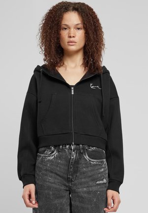 Karl Kani CROP HOODIE SMALL SIGNATURE ESSENTIAL - Sweatjacke - black