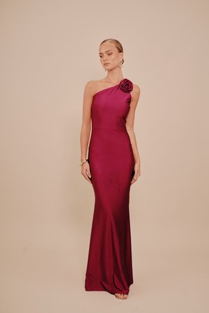 WAL G. DARLENE ONE SHOULDER MAXI - Galajurk - plum