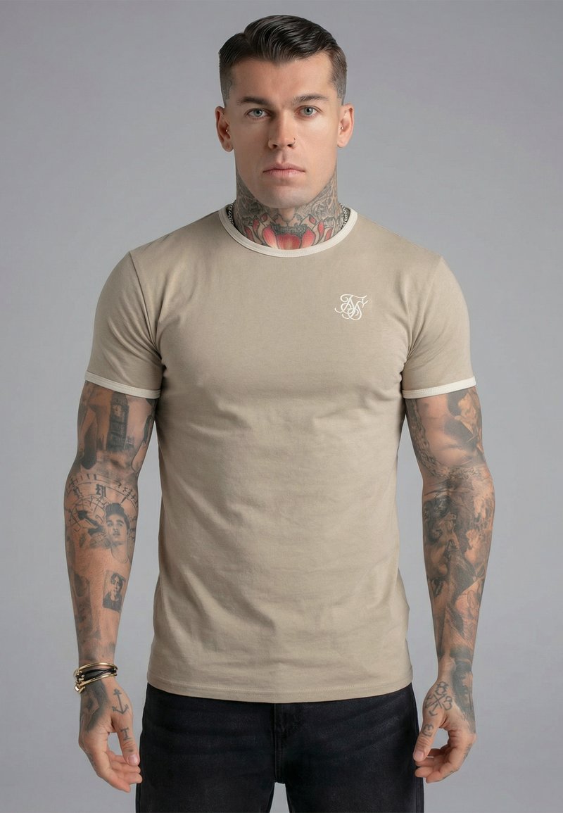 Ringer Basic SIKSILK RINGER - Basic T-shirt - stone,ecru/taupe - Zalando